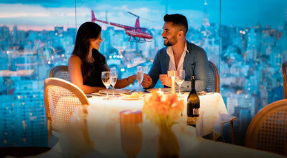 Rota Gourmet | Sky & Table -  Sua noite all inclusive: acesso VIP, voo panorâmico e jantar completo no Terraço Itália.